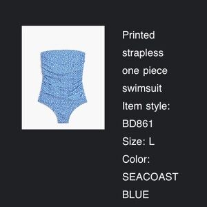 J Crew Factory printed strapless one piece swimsuit